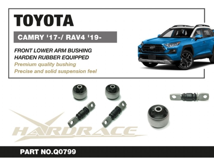 HR-Q0799 Toyota RAV4 19- / CAMRY 17- / ES 18- Främre Nedre Länkarmsbussningar (Förstärkta Gummibussningar) 4Delar/Set Hardrace