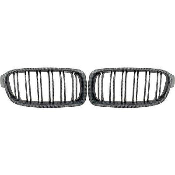 BMW 3-Serie F30/F31 11+ Dubbelribbad Kolfiberlook Sportgrill / Njurar Sport-Look DIEDERICHS i gruppen Välj bilmodell / BMW / 3-serie-4-serie (F30-F36) 11-19 / Styling / Grill hos DDESIGN Scandinavia AB (1217442)