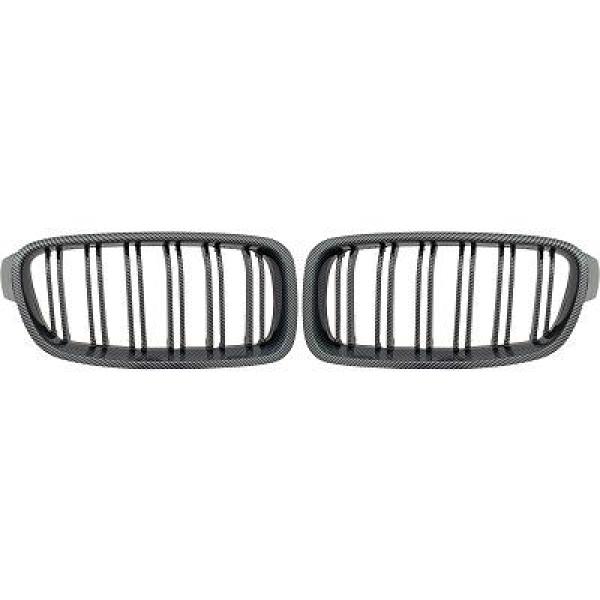 BMW 3-Serie F30/F31 11+ Dubbelribbad Kolfiberlook Sportgrill / Njurar Sport-Look DIEDERICHS i gruppen Bilmodeller / BMW / 3-serie-4-serie (F30-F36) 11-19 / Styling / Grill hos DDESIGN AB (1217442)