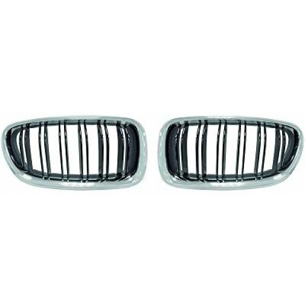 BMW 5-Serie F10/F11-17 Dubbelribbad Krom/Svart Sportgrill / Njurar