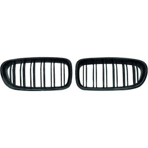 BMW 5-Serie F10/F11-17 Dubbelribbad Blanksvart Sportgrill / Njurar