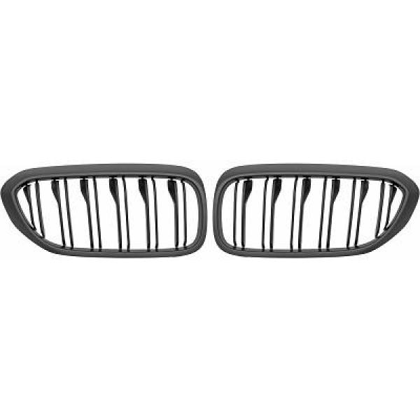 BMW 5-Serie G30/G31 17-20 Dubbelribbad Mattsvart Sportgrill / Njurar Sport-Look DIEDERICHS i gruppen Välj bilmodell / BMW / 5-serie (G30-G31) 16+ hos DDESIGN Scandinavia AB (1226241)