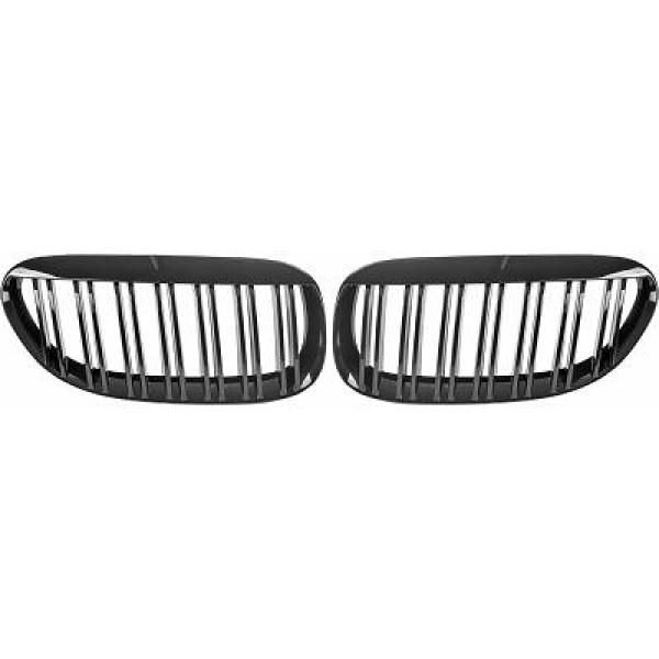 BMW 6-Serie E63/E64 03-10 Dubbelribbad Krom/Svart Sportgrill / Njurar Sport-Look DIEDERICHS i gruppen Bilmodeller / BMW / 6-serie (E63-E64) 03-10 / Styling / Grill hos DDESIGN AB (1230240)