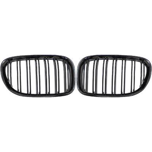 BMW 7-Serie F01 08-12 Dubbelribbad Blanksvart Sportgrill / Njurar Sport-Look DIEDERICHS i gruppen Välj bilmodell / BMW / 7-serie (F01-F02) 08-15 / Styling hos DDESIGN Scandinavia AB (1244440)