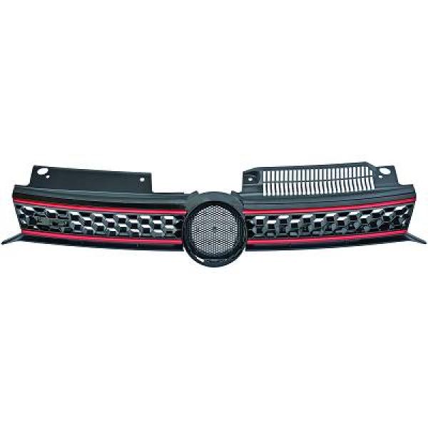 VW GOLF MK6 08-12 Honeycomb Svart/Röd Sportgrill GTI-Look DIEDERICHS i gruppen Välj bilmodell / VW / Golf 6 08-12 / Styling / Grill hos DDESIGN Scandinavia AB (2215840)
