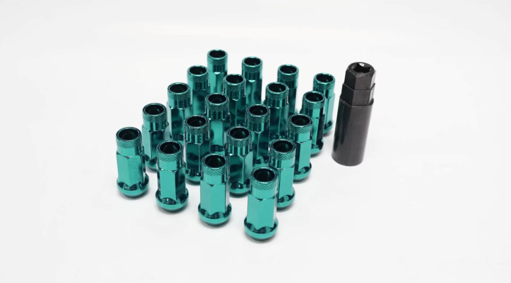 Muteki SR48 Hjulmuttrar Grönblå Krom (M12×1.25)