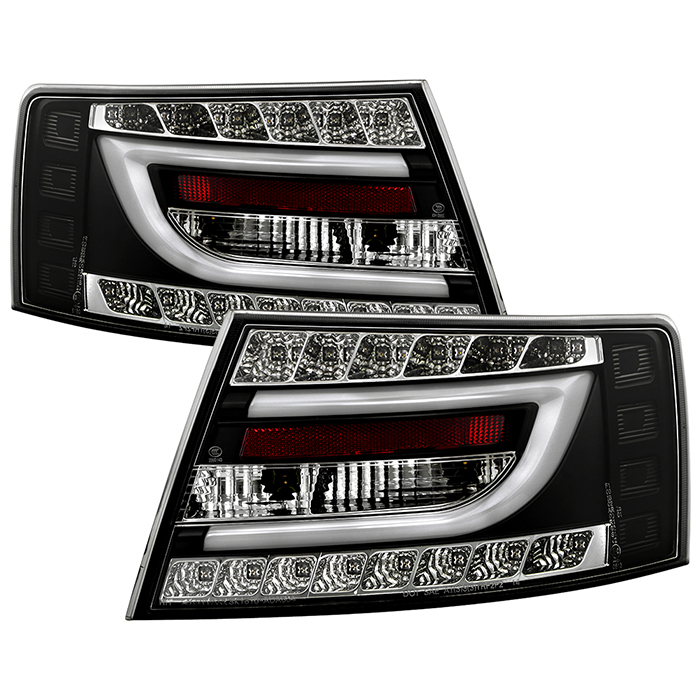 ALT-YD-AA605-LBLED-BK Audi A6 05-08 4Dr Sedan Krom (Passar ej Quattro) Ljuslist LED Bakljus - Svarta Spyder Auto