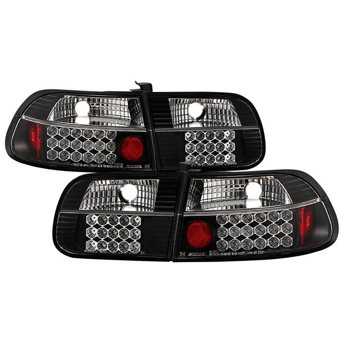 ALT-YD-HC92-3D-LED-BK Honda Civic 92-95 3DR LED Bakljus - Svarta Spyder Auto