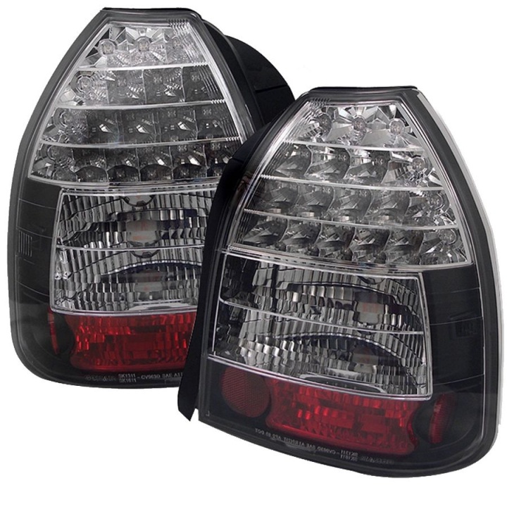 ALT-YD-HC96-3D-LED-BK Honda Civic 96-00 3DR LED Bakljus - Svarta Spyder Auto