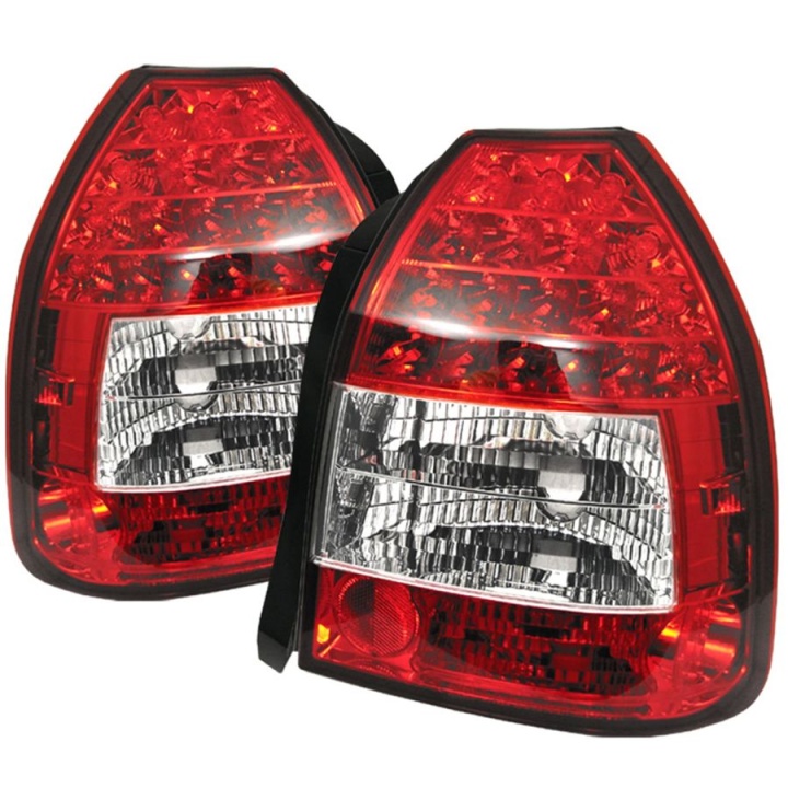 ALT-YD-HC96-3D-LED-RC Honda Civic 96-00 3DR LED Bakljus - Röda Klara Spyder Auto