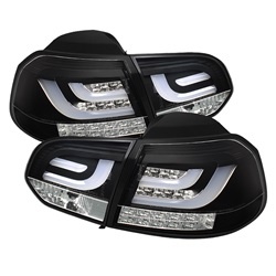 ALT-YD-VG10-LED-G2-BK Volkswagen Golf / GTI 10-13 G2 Typ Med Ljuslist LED Bakljus - Svarta Spyder Auto
