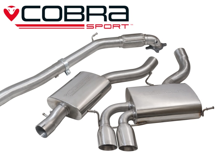 COBRA-AU09c Audi S3 (8P) (3-dörrars) Quattro 06-12 Turboback-system (Med De-Cat & Ljuddämpare) Cobra Sport