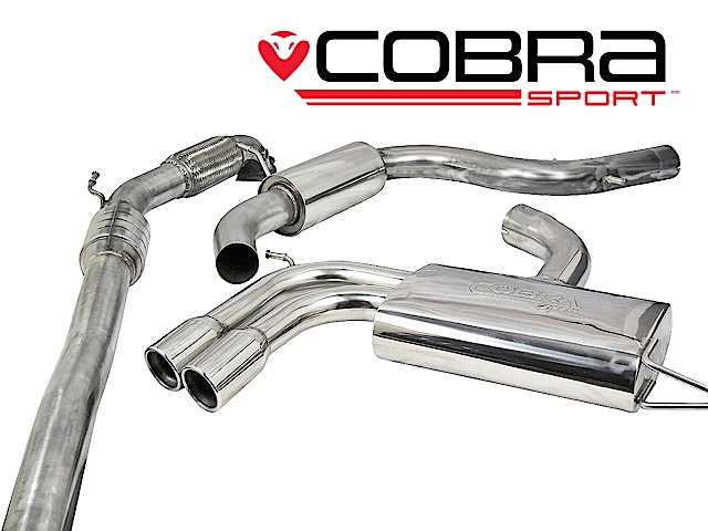 COBRA-AU15a Audi A3 (8P) 2.0 TFSI 2WD (3 & 5-dörrars) 04-12 Turboback-system (Med Sportkatalysator & Ljuddämpare) Cobra Sport
