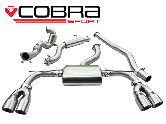 COBRA-AU54a Audi S3 (8V) (3-dörrars) Quattro 13- Turboback-system (Med Sportkatalysator & Ljuddämpare) Cobra Sport