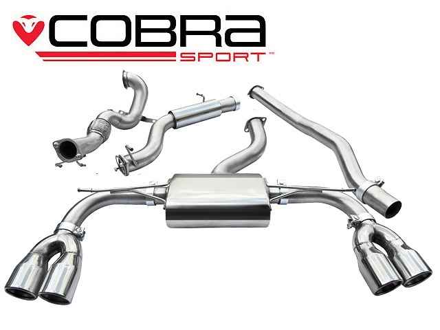 COBRA-AU54c Audi S3 (8V) (3-dörrars) Quattro 13- Turboback-system (Med De-Cat & Ljuddämpare) Cobra Sport