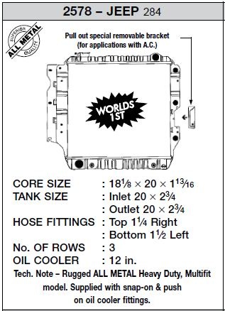 CSF2578 87-04 Jeep Wrangler (HD) - 3 Radig Kylare CSF Radiators