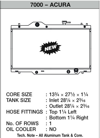 CSF7000 02-06 Acura RSX Kylare CSF Radiators