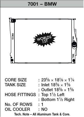 CSF7001 BMW E9x inkl Z4 (6-cyl) Kylare CSF Radiators