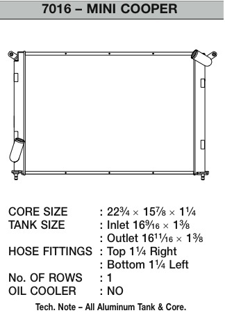 CSF7016 Mini Cooper S 02-06 Kylare CSF Radiators