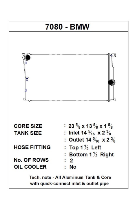 CSF7080 BMW F2x / F3x (Manuell) / i3 Kylare CSF Radiators