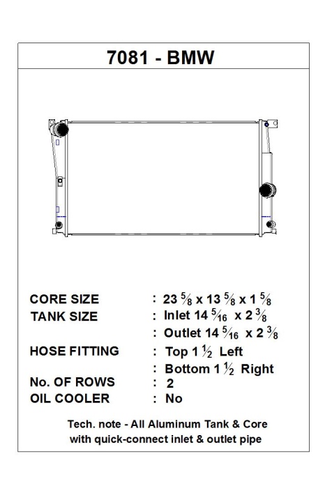 CSF7081 BMW F2x / F3x (Auto) Kylare CSF Radiators