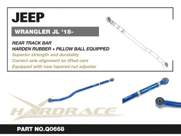 HR-Q0668 Jeep WRANGLER 18- JL Bakre TRACK BAR - Justerbar (LIFT 0~4