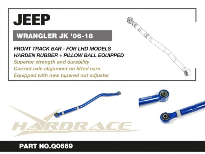 HR-Q0669 Jeep WRANGLER 07-18 JK Främre TRACK BAR - Justerbar (Lift 0-4.5