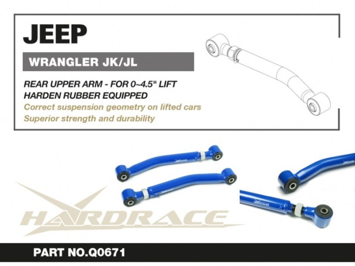 HR-Q0671 Jeep WRANGLER 06-18 JK / 18- JL Bakre Övre Länkarmar - Justerbara (0~4.5