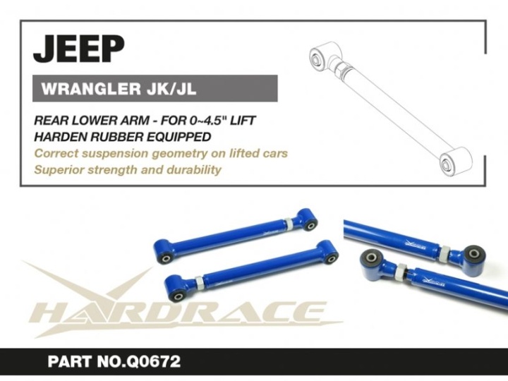 HR-Q0672 Jeep Wrangler 06-18 JK / 18- JL Bakre Nedre Länkarmar - Justerbara (0~4.5