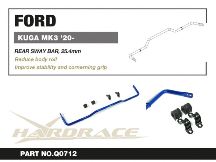 HR-Q0712 Ford KUGA 20- Bakre Krängningshämmare 25.4mm - 5Delar/Set Hardrace