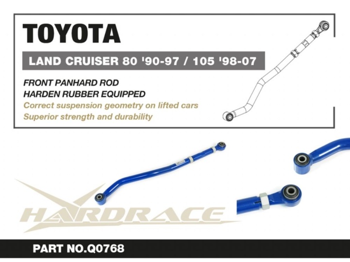 HR-Q0768 Toyota LAND CRUISER 80 90-97 / 105 98-07 Främre Panhardstag (Förstärkta Gummibussningar) - 1Delar/Set Hardrace