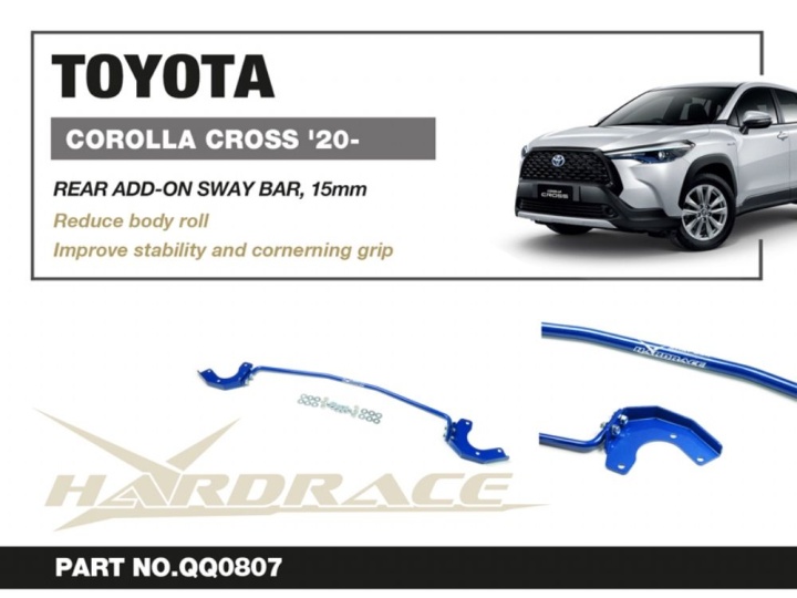 HR-Q0807 Toyota COROLLA CROSS 20- Bakre ADD-ON Krängningshämmare 15mm - 3Delar/Set Hardrace