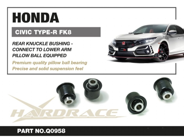 HR-Q0958 Honda Civic 17- FK8 TYPE-R Bakre Spindelbussningar (Pillowball) - 2Delar/Set Hardrace