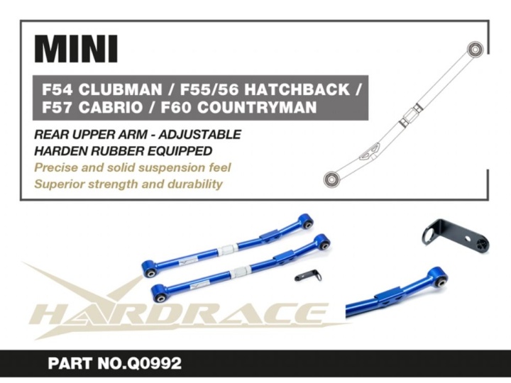 HR-Q0992 Mini F54/55/56/57/60 / F39/40/44/45/46/48 Bakre Övre Länkarmar (Förstärkta Gummibussningar) - 3Delar/Set Hardrace