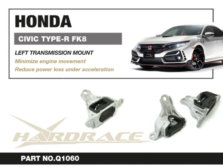 HR-Q1060 Honda Civic TYPE-R 17- FK8 (6MT) Växellådsfäste Vänster (Förstärkta Gummibussningar) - 1Delar/Set Hardrace