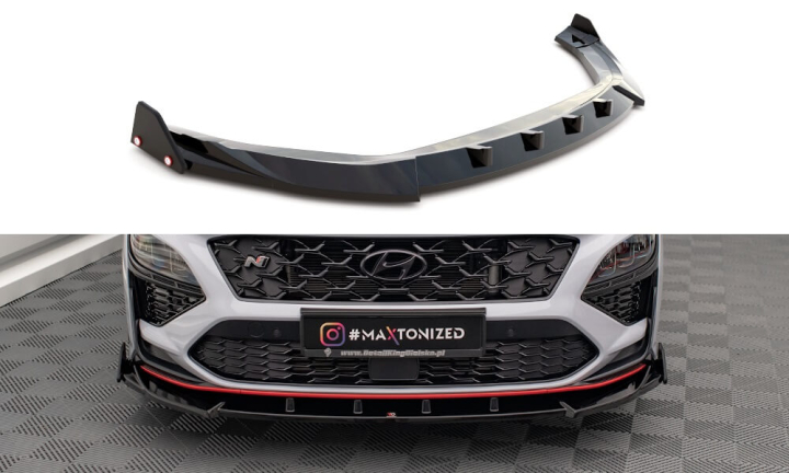 Hyundai Kona N Mk1 2021+ Frontsplitter + Splitters V.2 Maxton Design i gruppen Bilmodeller / Hyundai / Kona 2021+ hos DDESIGN AB (HY-KO-1-N-FD2-FSF1)