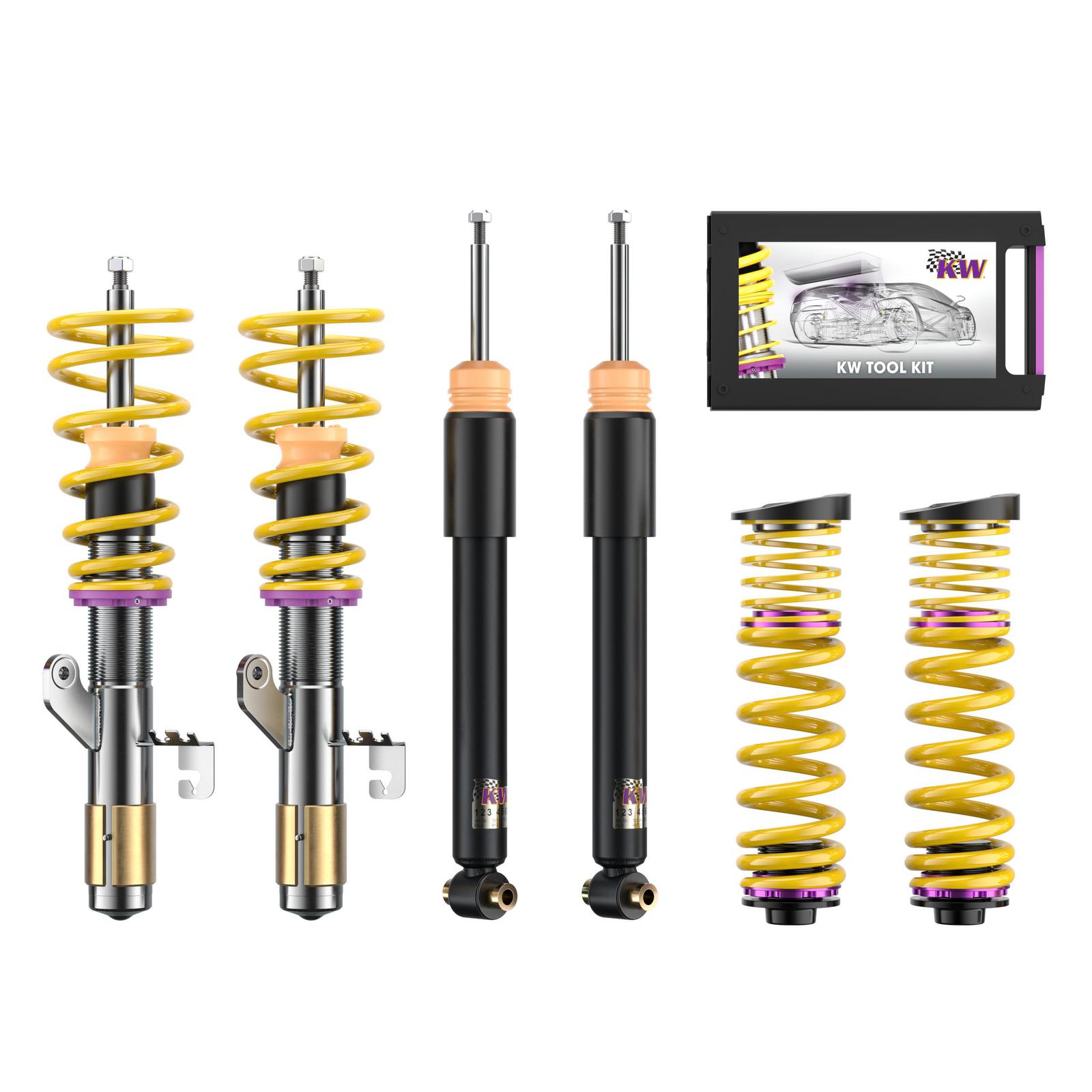 1022000G Coilovers Inox V1 (inkl. Cancellation Kit) KW Suspension i gruppen Välj bilmodell / BMW / 1-serie 2-serie (F20-F23) 2011-2019 / Chassi / Fjädring hos DDESIGN Scandinavia AB (KW-1022000G)