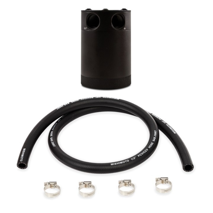 MMBCC-CBTWO-BKH Universal Compact Oljecatchtank-kit 2-Port Svart Med Slangar Mishimoto