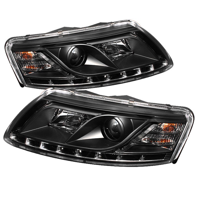 PRO-YD-ADA605-DRL-BK Audi A6 05-07 Strålkastare (Passar ej Xenon/HID-Modeller) - DRL - Svarta Spyder Auto