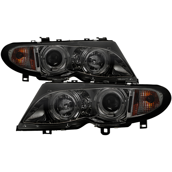 BMW E46 02-05 4DR Strålkastare Projektor 1PC - LED Halo - Röktonade Sp