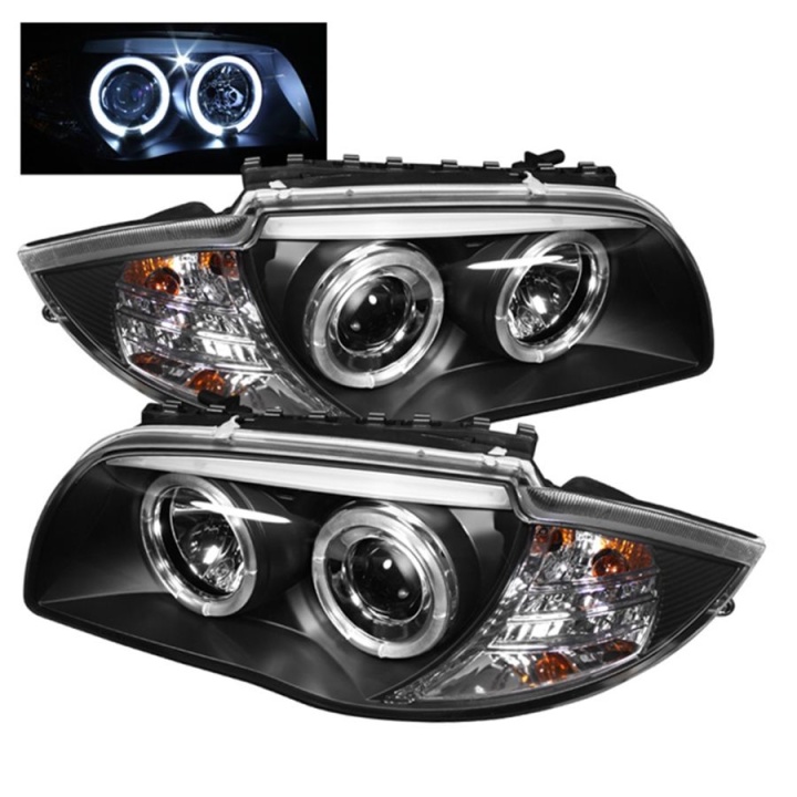 PRO-YD-BMWE87-HL-BK BMW E87 1-Series 08-11 Strålkastare Projektor - LED Halo - Svarta Spyder Auto