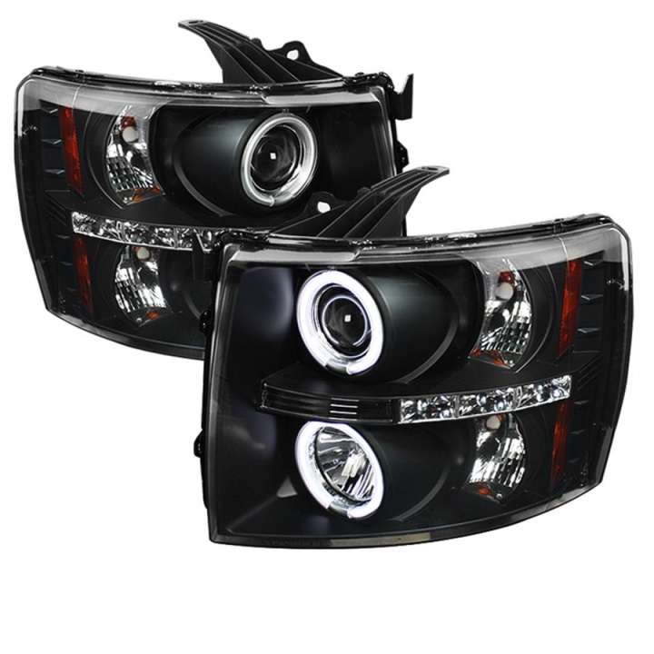 PRO-YD-CS07-CCFL-BK Chevy Silverado 1500/2500/3500 07-13 Strålkastare Projektor LED (Utbytbara LEDs) – Svarta Spyder Auto