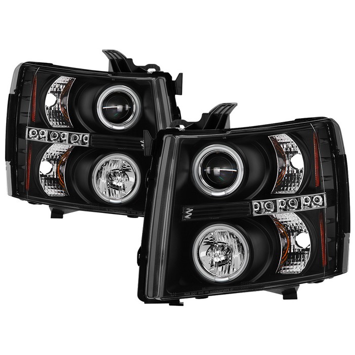 PRO-YD-CS07-CCFL-BK Chevy Silverado 1500/2500/3500 07-13 Strålkastare Projektor LED (Utbytbara LEDs) – Svarta Spyder Auto