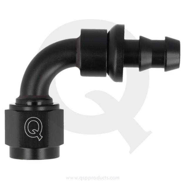 QGZ536-9004 90° AN4 Slangände - Push-on(6.4mm) Svart QSP