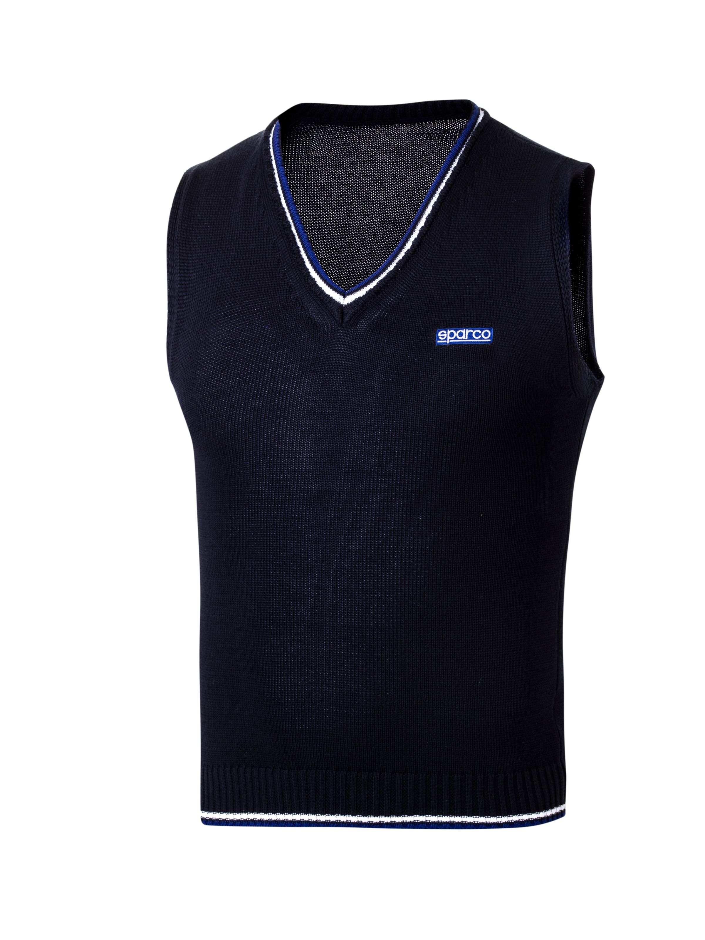 Knitted Cotton Vest Storlek: L, Färg: Marinblå Sparco
