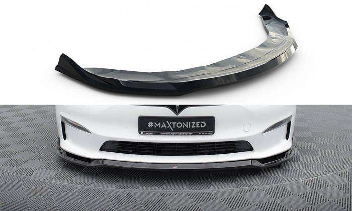 Tesla Model S Plaid Mk1 Facelift 2021+ Frontsplitter V.2 Maxton Design i gruppen Bilmodeller / Tesla Motors / Tesla Model S 2012+ hos DDESIGN AB (TE-MODELS-1F2-PL-FD2G)