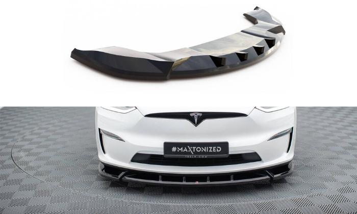 Tesla Model X Mk1 Facelift 2021+ Frontsplitter V.2 Maxton Design i gruppen Bilmodeller / Tesla Motors / Tesla Model X 2015+ hos DDESIGN AB (TE-MODELX-1F-FD2G)