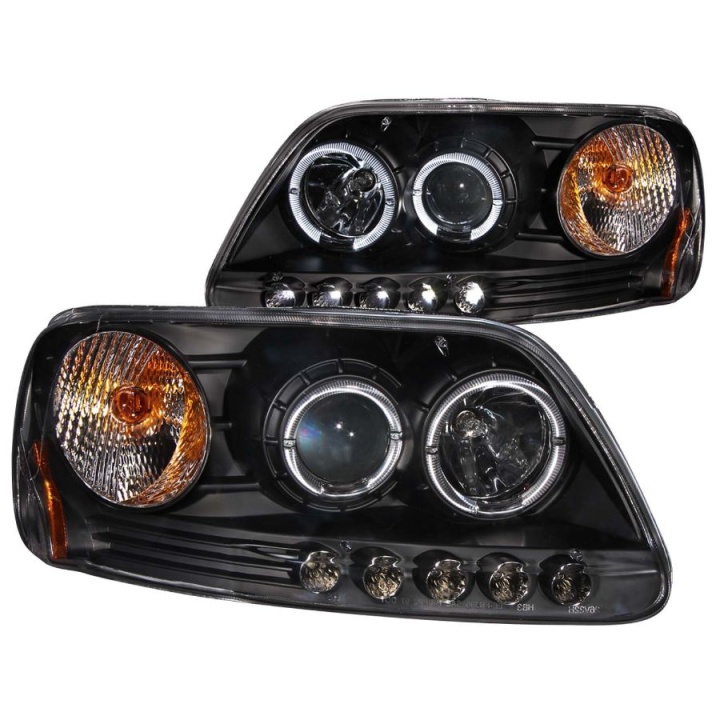 anz111031-2775 FORD F-150 1997-2003 Projector Strålkastare Med Halo & LED Svart 1st ANZO