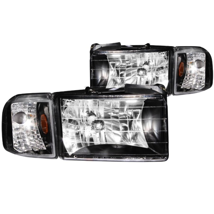 anz111067-1150 Dodge RAM Utan SPORT PACKAGE 1994-2001 Crystal Strålkastare Svarta ANZO