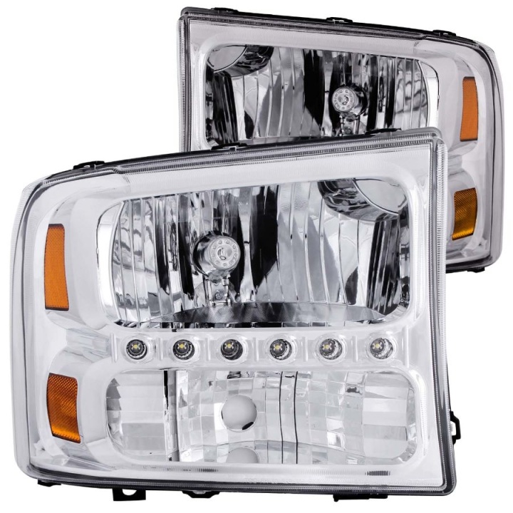 anz111088-1326 FORD F-250 Super Duty 1999-2004 Crystal Strålkastare Krom Med LED 1st ANZO